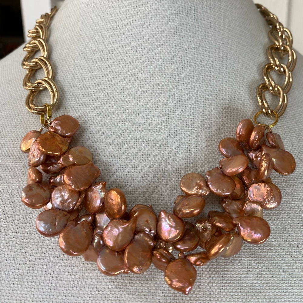Dyed freshwater pearls on a chunky chain necklace